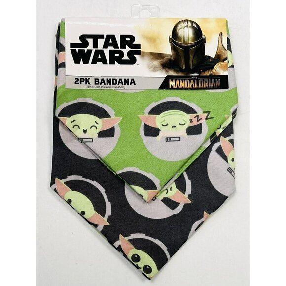 2pk Best Brands STAR WARS Disney The Mandalorian BABY YODA  Green BANDANAS NIP - Picture 1 of 2